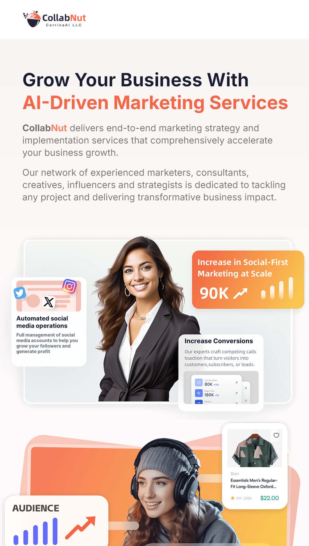 banner of AI-Driven Marketing Services, Social-First Marketing Agency | CollabNut at Linkol